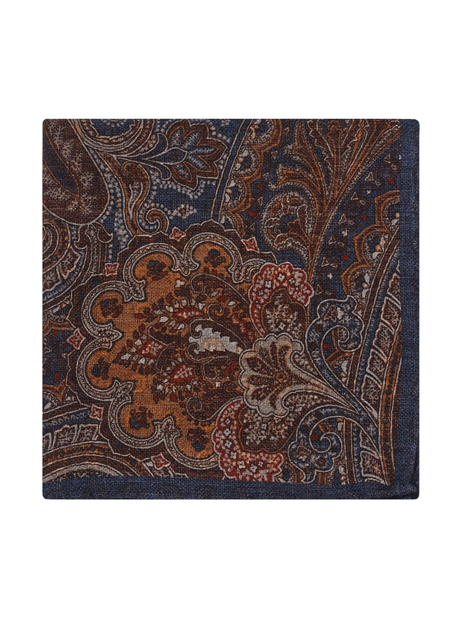 Pochette de costume à motif cachemire en laine réversible bleue