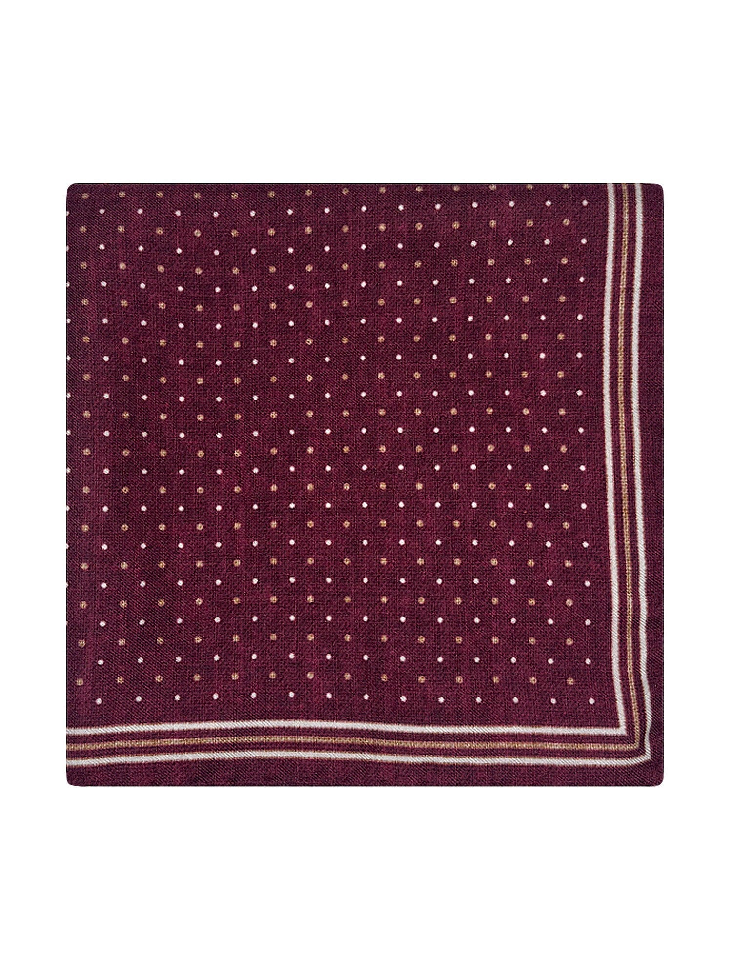 Pochette de costume bordeaux à pois beiges et blancs