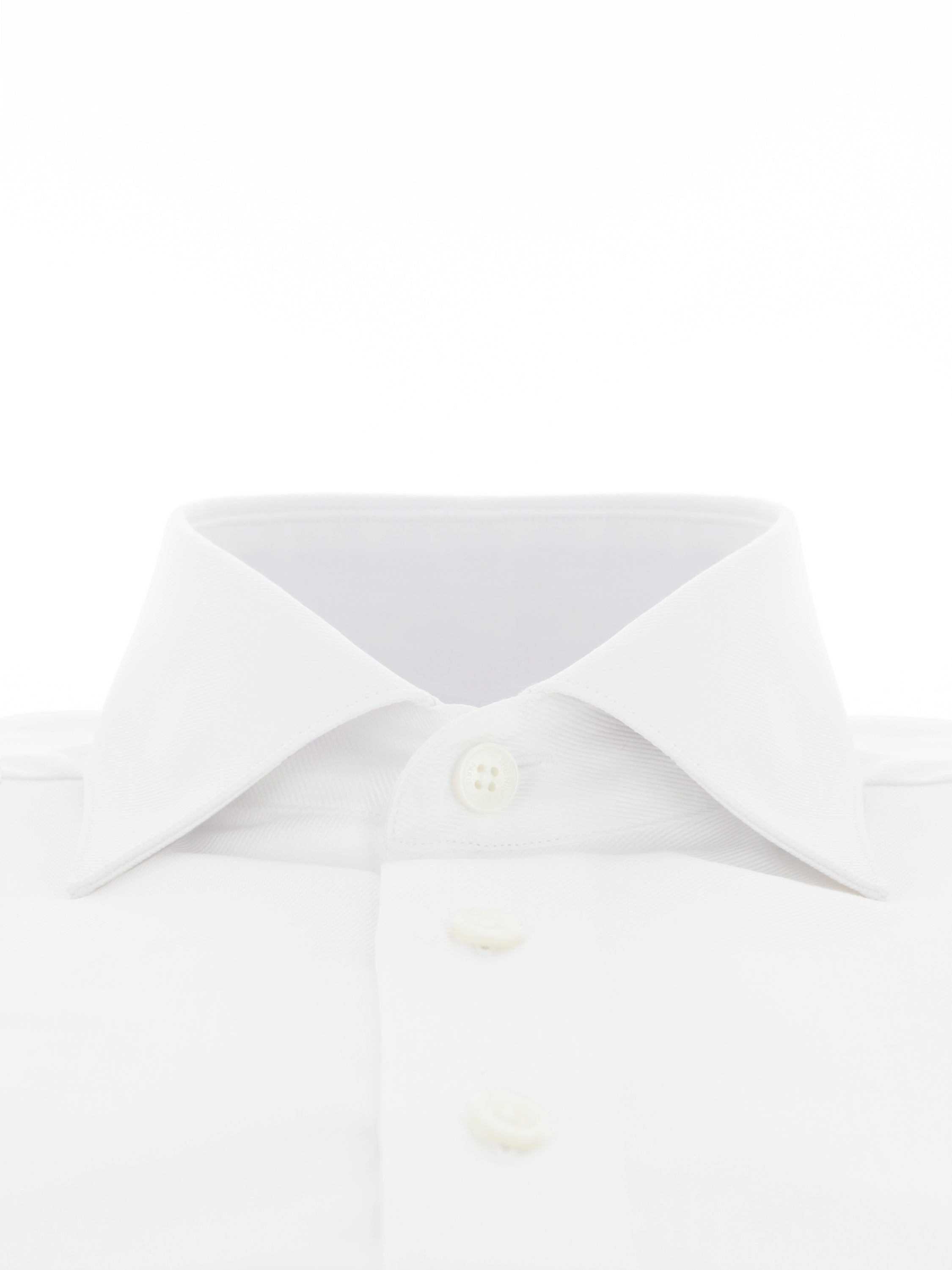 Chemise col italien en twill blanc