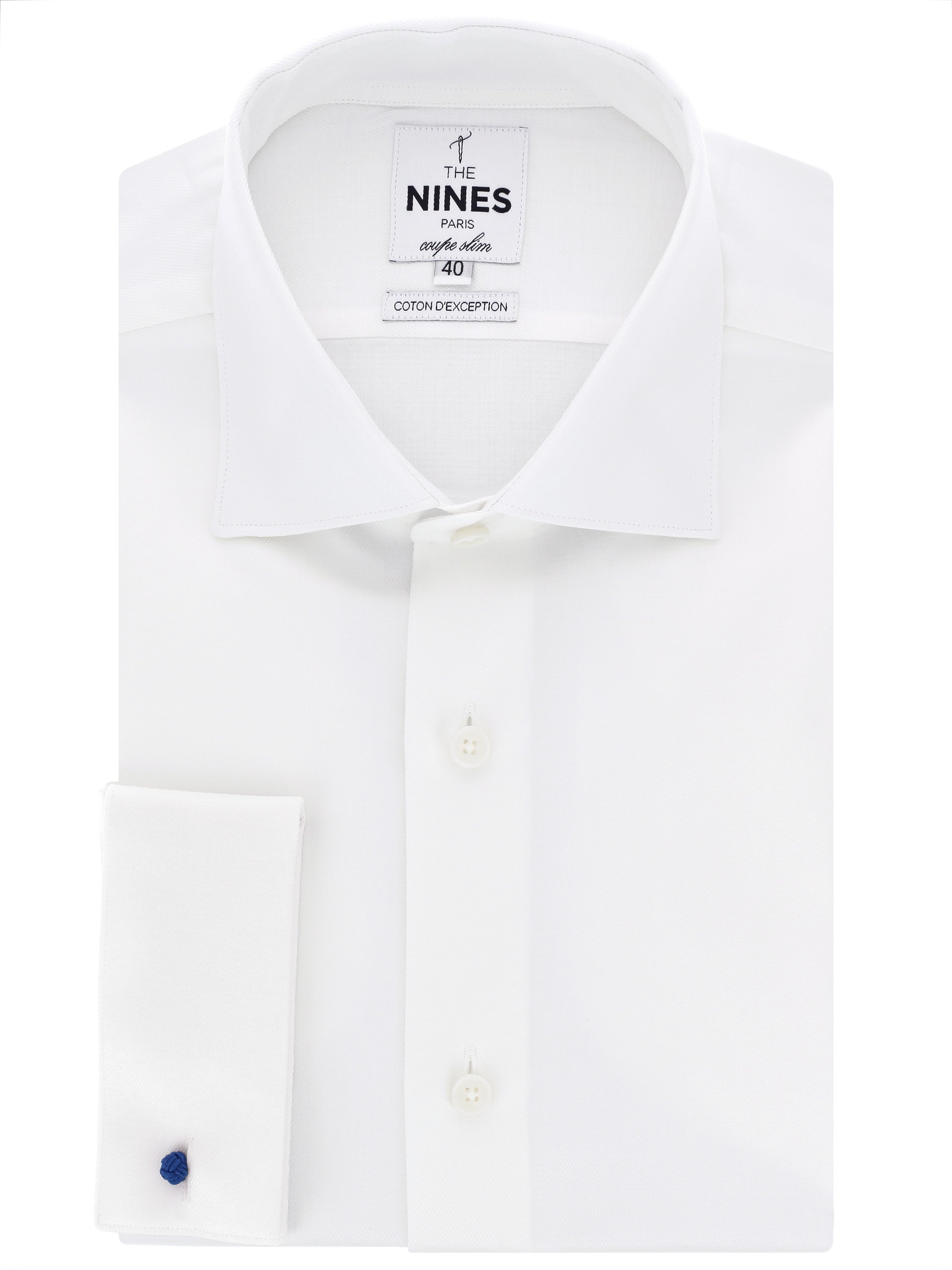 Camicia da moschettiere con collo italiano in twill bianco