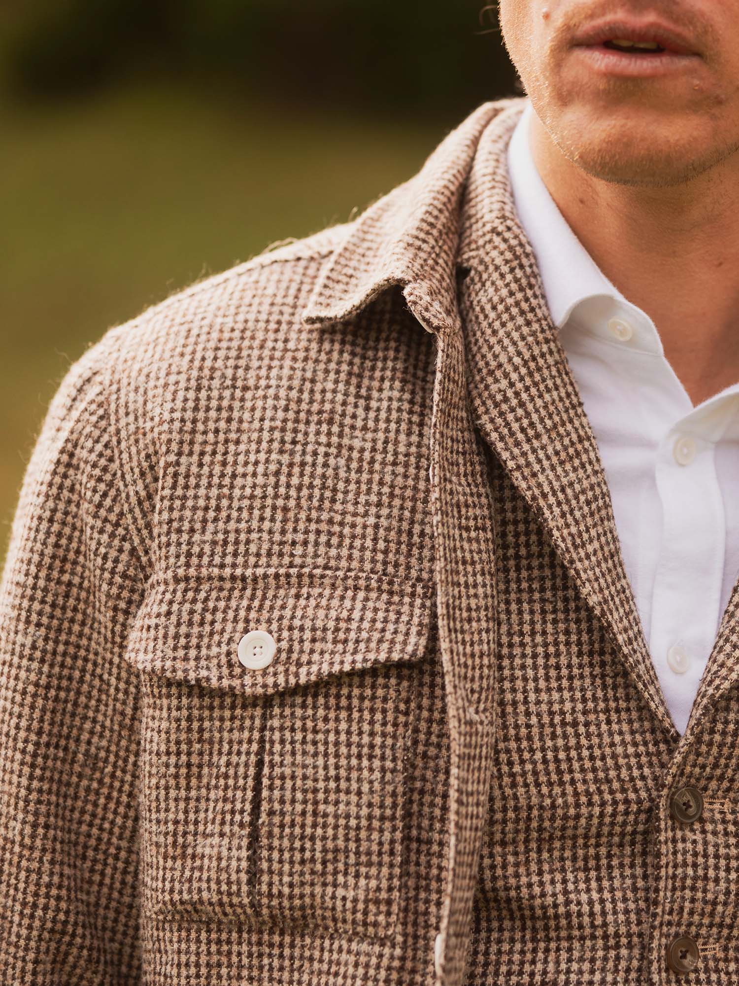 Overshirt beige in misto lana effetto mélange