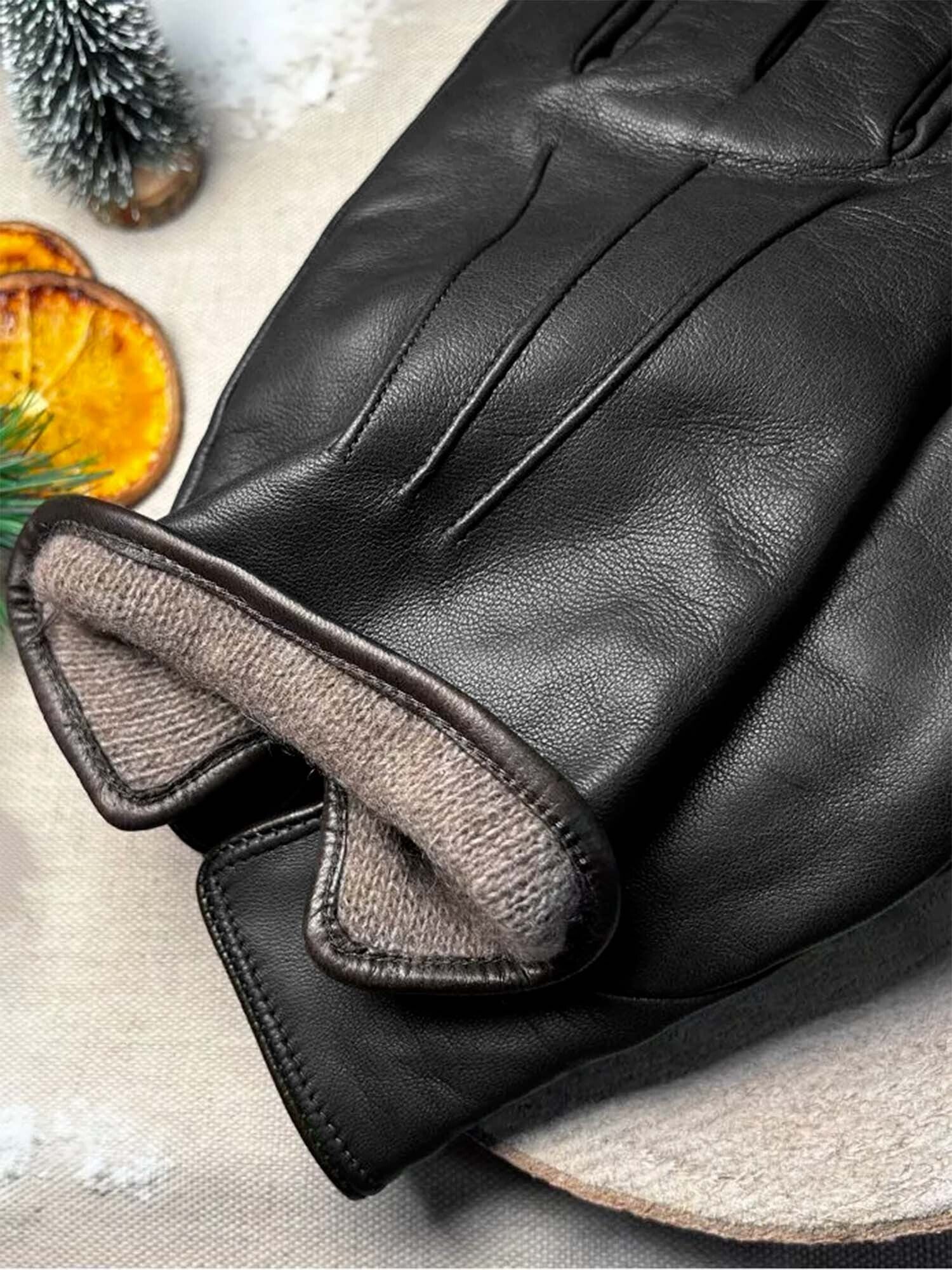 Gants en cuir noir doublure cachemire