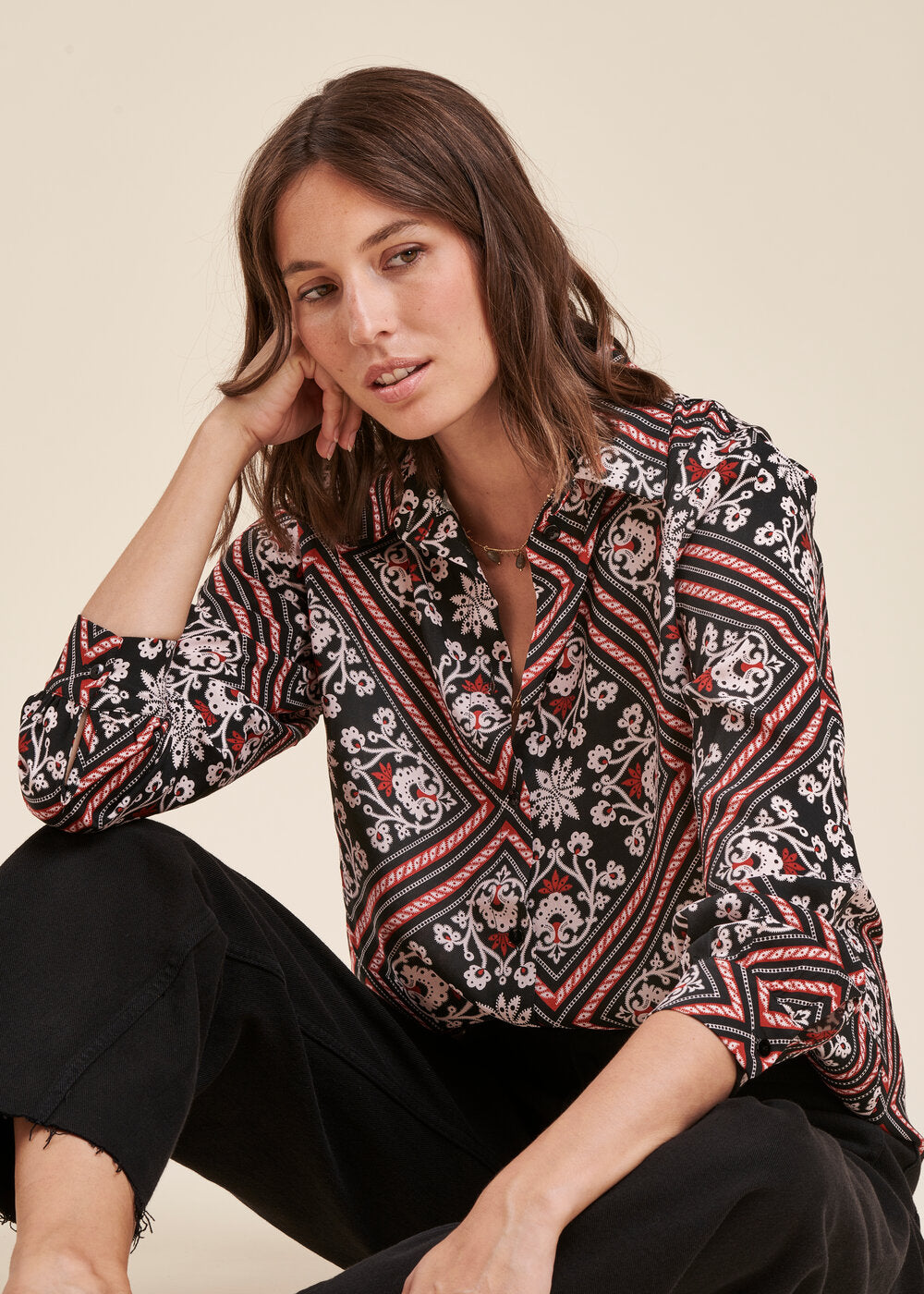 Chemise ample à imprimé foulard en viscose Ecovero