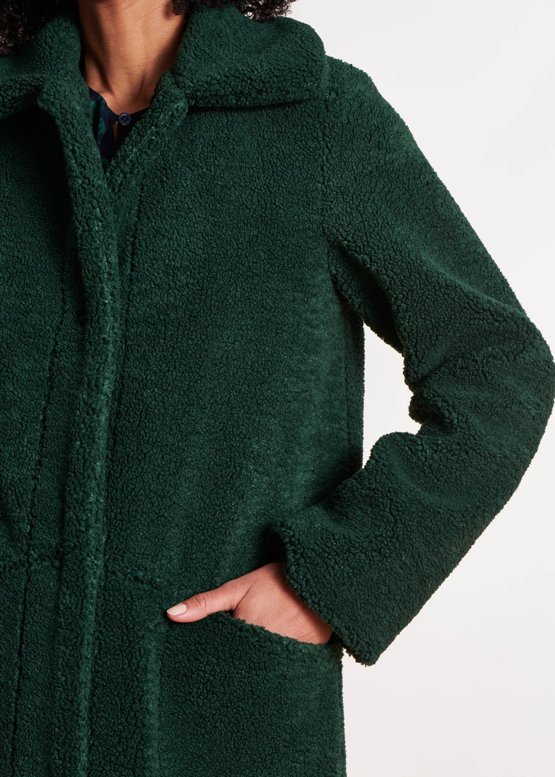 Manteau 3/4 vert bouclette