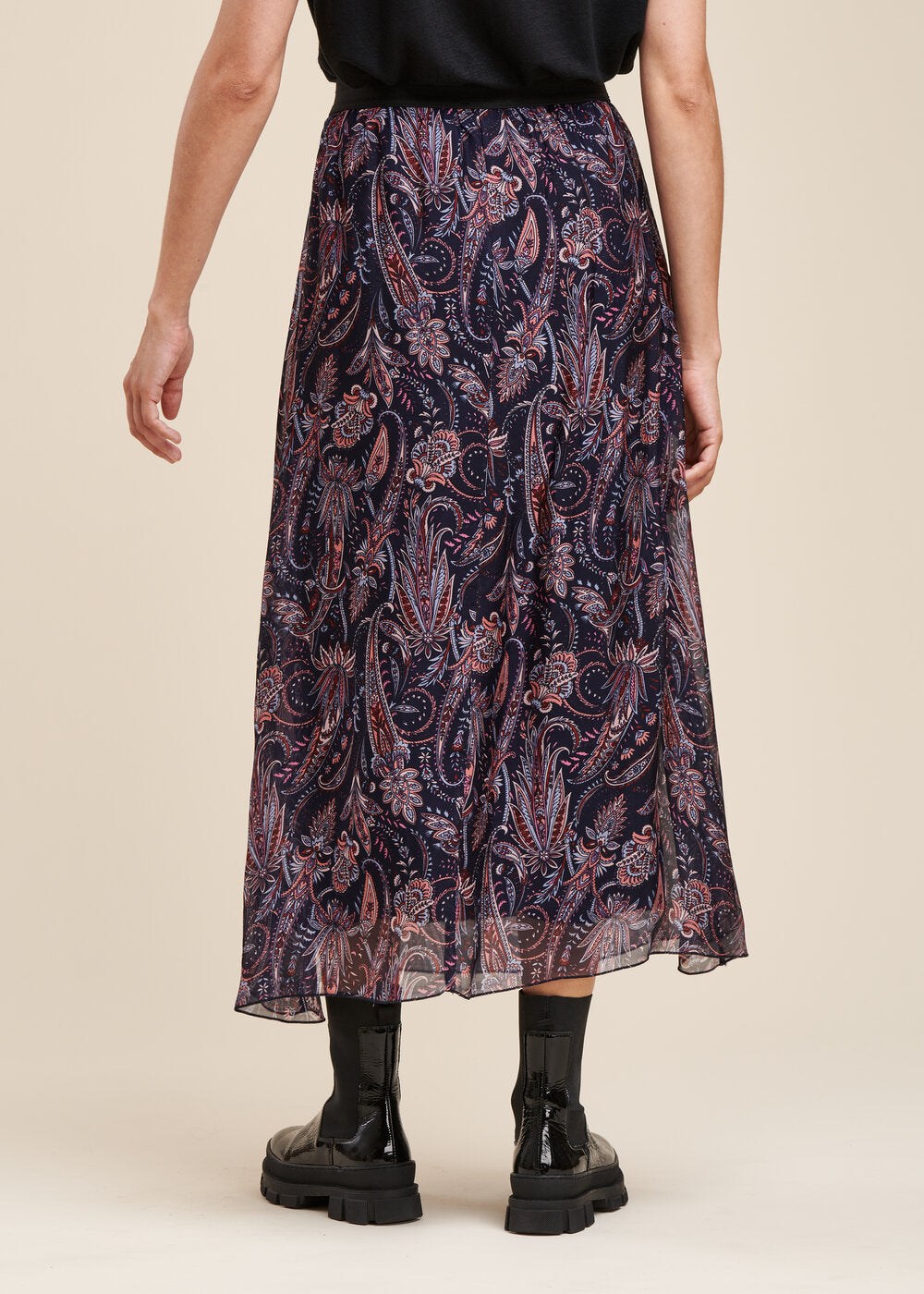 Jupe longue en voile de viscose soie à imprimé floral