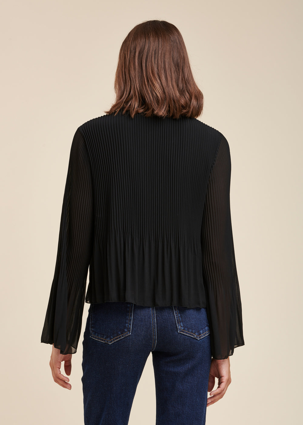 Top en voile de polyester plissé