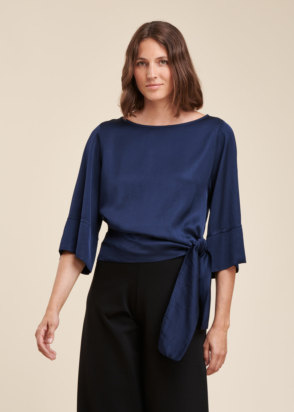 Top ample en satin de viscose