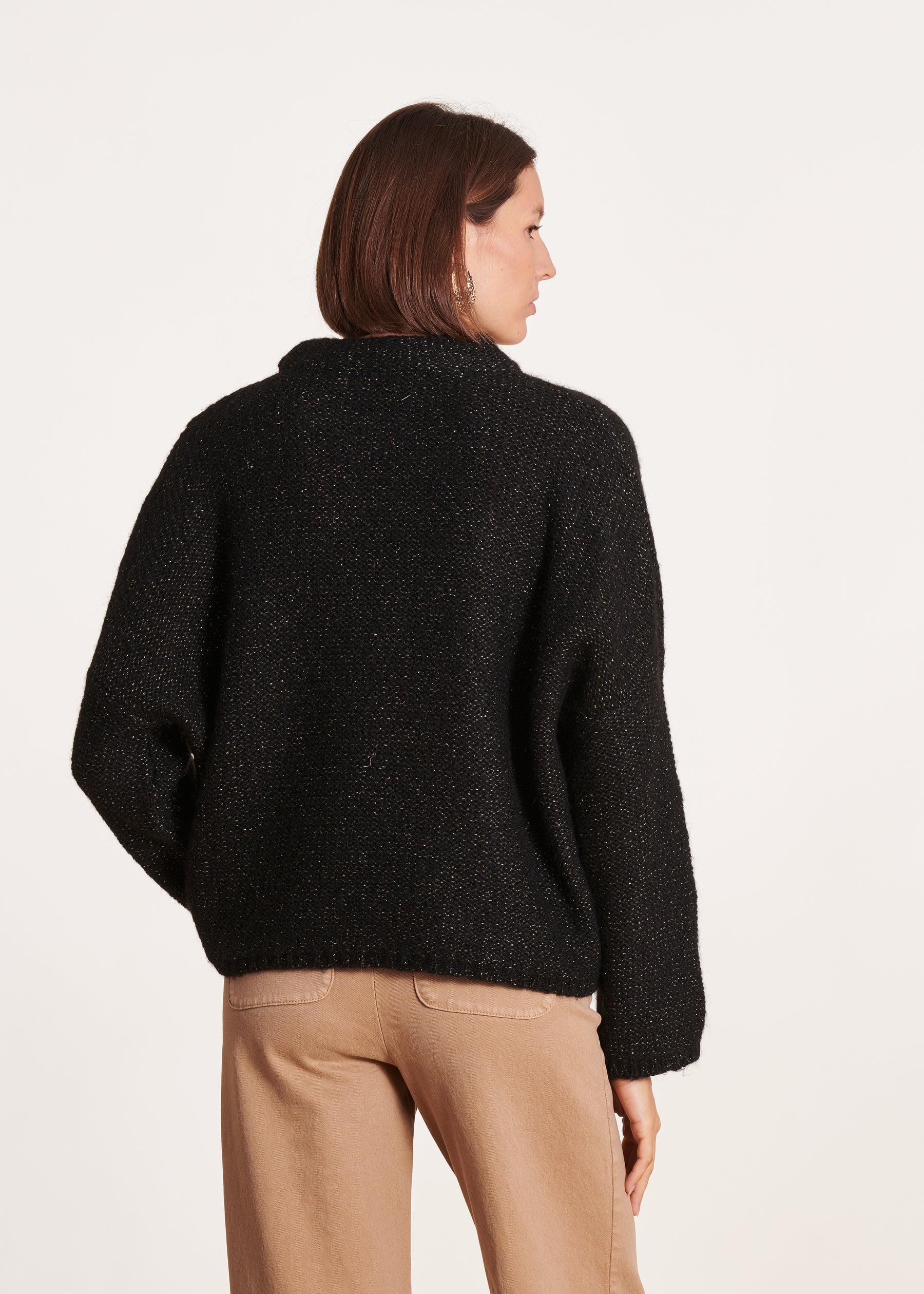 Pull noir oversize en maille irisée