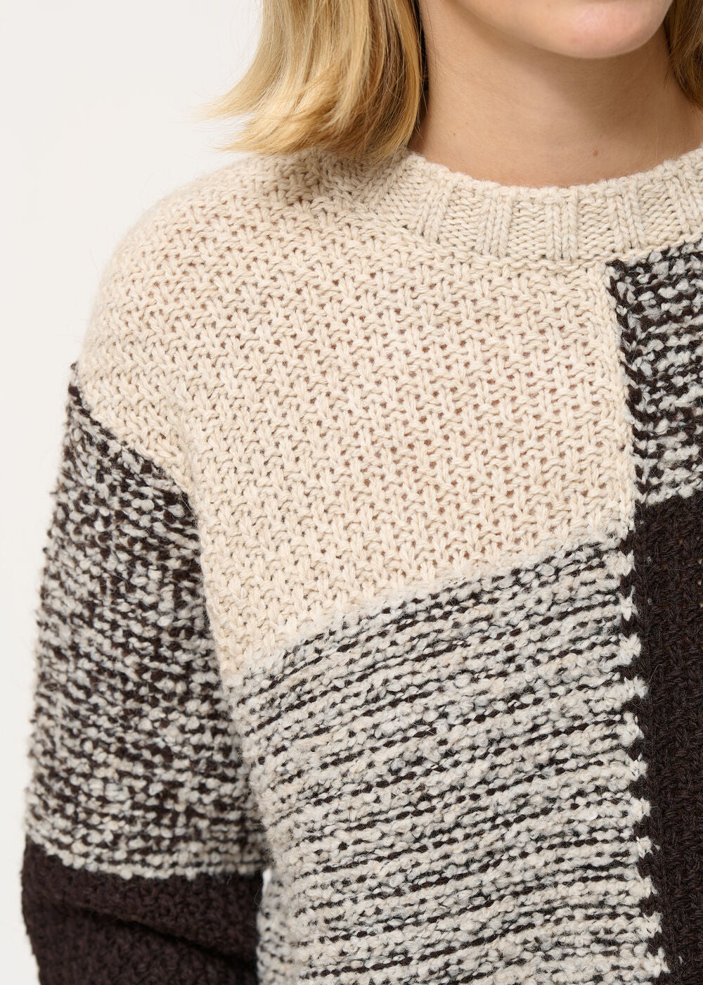 Pull marron oversize motif graphique - CHOCOLAT#couleur_CHOCOLAT