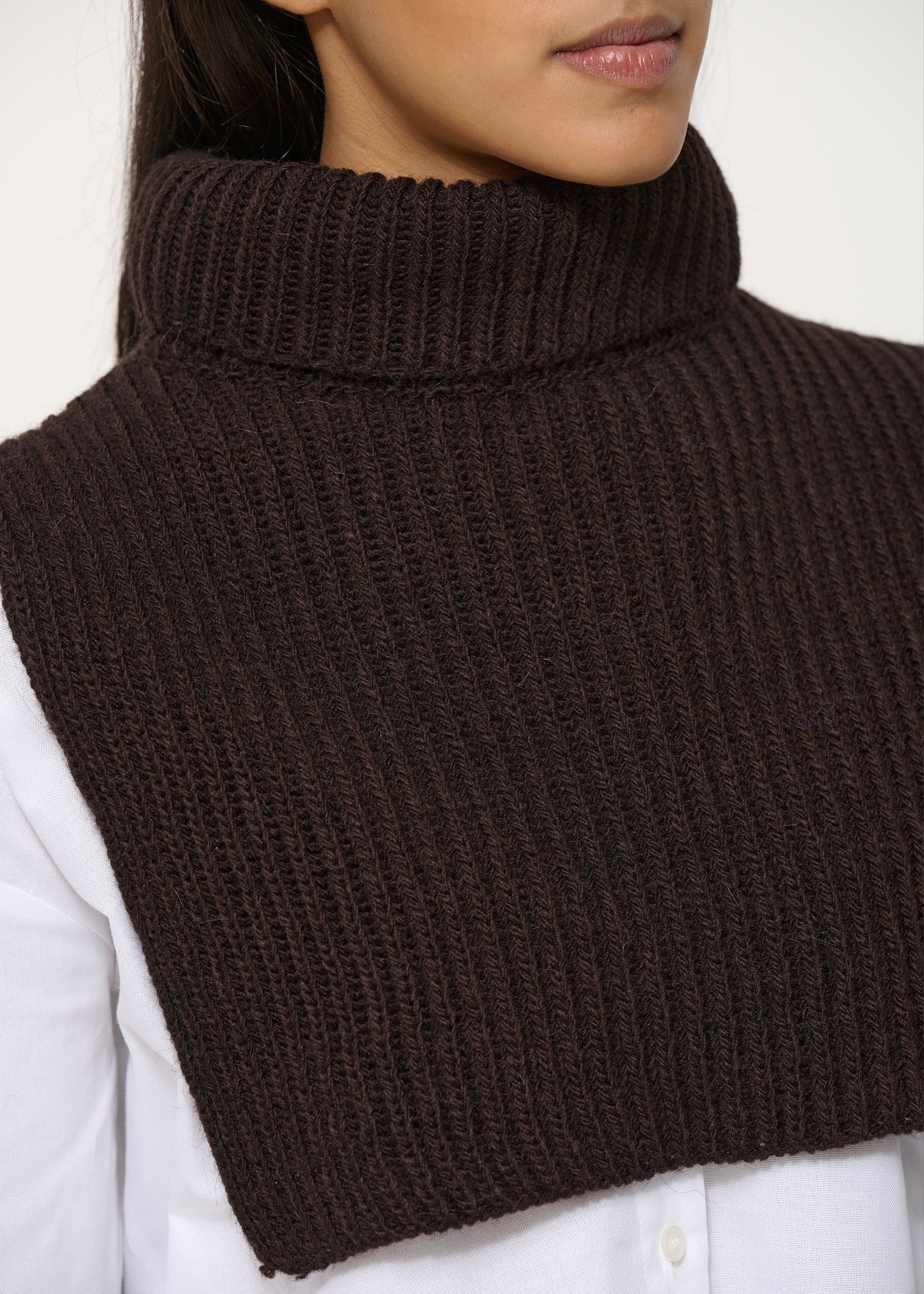 Plastron marron col roulé  - CHOCOLAT#couleur_CHOCOLAT