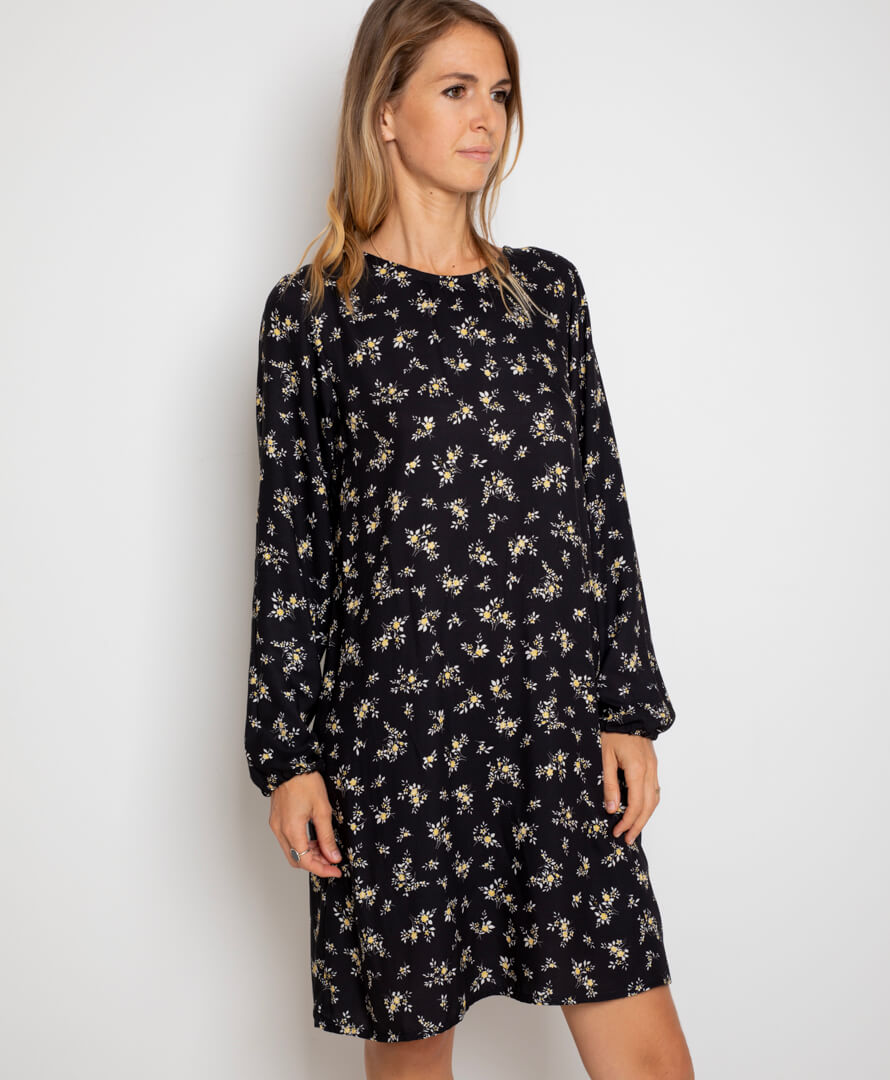 Robe Cyrielle - Fleurs noires