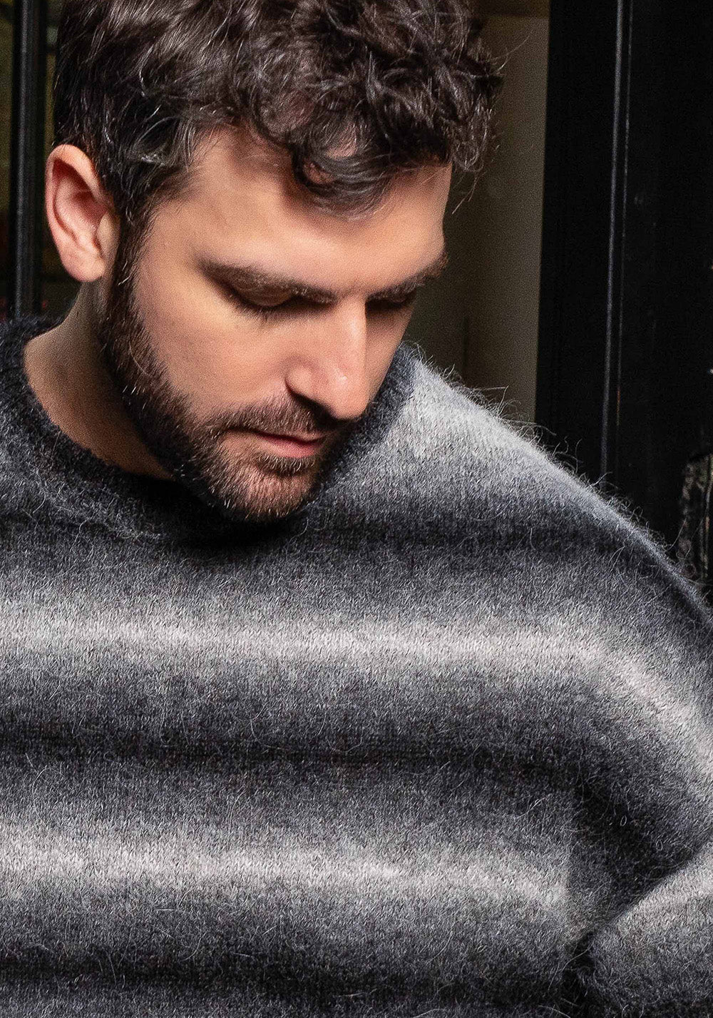 NÉBULEUX" sweater grey/black - Alpaca/Recycled polyester