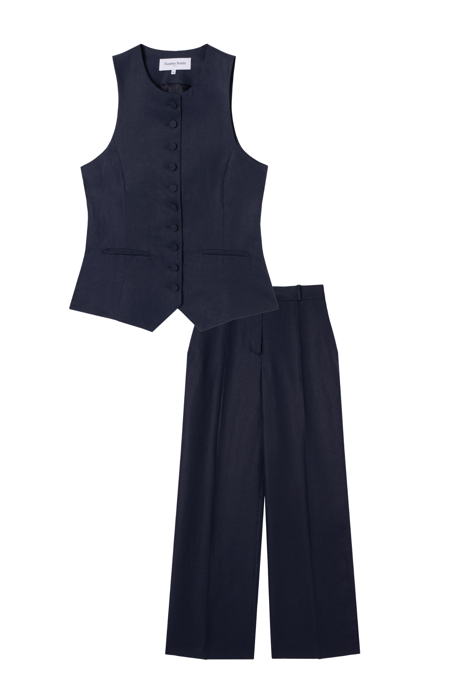 L'Ensemble Gilet et Pantalon Lin GOTS Bleu Marine