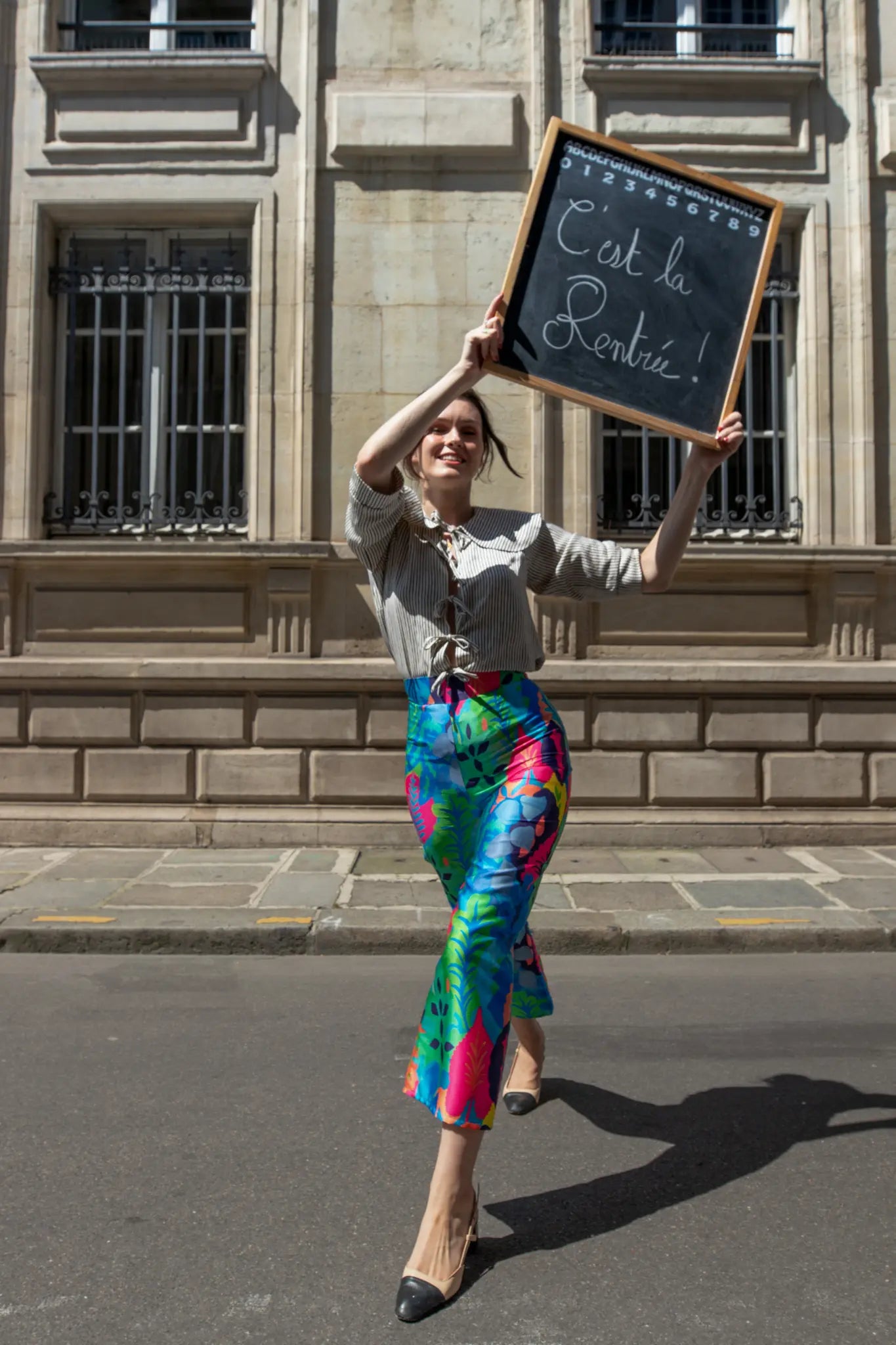 Ensemble : La Blouse rayée et Le Pantalon aquarium