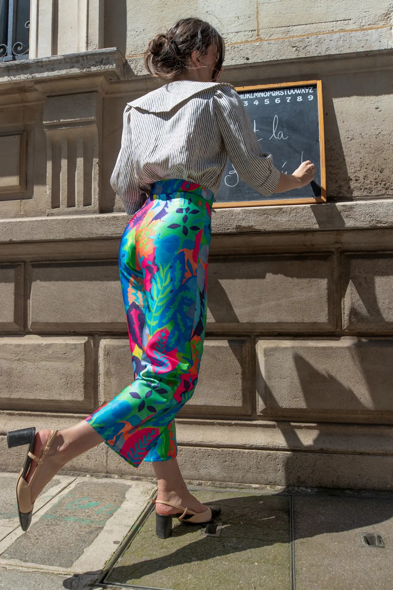 Ensemble : La Blouse rayée et Le Pantalon aquarium